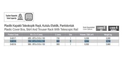 Starax 80cm Plastik Kapaklı Teleskopik Raylı, Kutulu Eteklik, Pantolonluk (S-6318-G) - 3