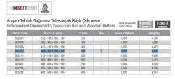 Starax Ahşap Tablalı Bağımsız Teleskopik Raylı Çekmece Frenli Krom 50cm (S-2310-C) - 3