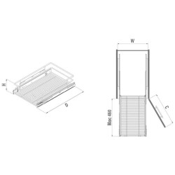 Starax Ahşap Tablalı Kapağa Monte Teleskopik Raylı Çekmece Krom Modül 40cm (S-2358-C) - 3