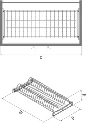 Starax Alüminyum Profil Tepsili Tabaklık & Bardaklık Seti Krom 90cm (S-5154-C) - 4