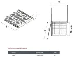 Starax Bağımsız Teleskopik Raylı Tabaklık Krom Modül 60cm (S-2232-C) - 3