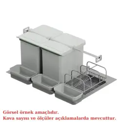 Starax 2557 80cm Çekmece İçi Taşınabilir Sepetli Otomatik Çöp Kovası 24+3 Lt Gri (S-2557-G) - 1