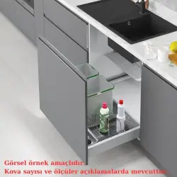 Starax 2557 80cm Çekmece İçi Taşınabilir Sepetli Otomatik Çöp Kovası 24+3 Lt Gri (S-2557-G) - 2