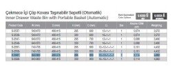 Starax Çekmece İçi Taşınabilir Sepetli Otomatik Çöp Kovası 24+3 Litre Gri 90cm (S-2567-A) - 3