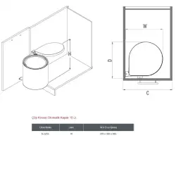 Starax Çöp Kovası Paslanmaz Otomatik Kapak 10 Litre (S-2253-SS) - 3