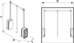 Starax Gardırop Asansörü (10 Kg) Antrasit W: 850-1150mm (S-6013-A) - 3