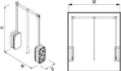 Starax Gardırop Asansörü (12 Kg) Beyaz W: 600-850mm (S-6011-W) - 2