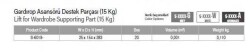 Starax Gardırop Asansörü Destek Parçası (15 Kg) Gri (S-6019-G) - 4