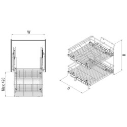 Starax Gizli Raylı Çekmece ve Ayakkabılık Ünitesi Krom (S-6123-C) - 3