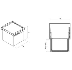 Starax Gizli Raylı Kumaş Çamaşır Sepeti Frenli Antrasit 90 cm (S-6794-A) - 3