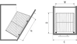 Starax Kapağa Monte Çamaşır Sepeti Krom Modül 30cm (S-8011-C) - 3