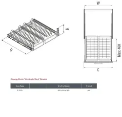 Starax Kapağa Monte Teleskopik Raylı Tabaklık Krom Modül 60cm (S-2233-C) - 3