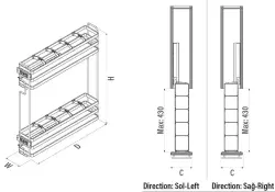 Starax Kaymaz Yüzeyli Ahşap Tablalı Lamalı Sağ Şişelik Çift Açılım Frenli Antrasit Modül 15cm (S-2661-A) - 3