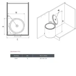 Starax Paslanmaz Çöp Kovası 10 Litre (S-2251-SS) - 3