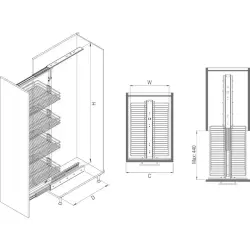 Starax Premium Modül 30cm Frenli Kiler Sepeti Antrasit 4Sepetli (S-1801-P-A) - 2