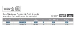 Starax Raylı Alüminyum Pantolonluk Askılı Kemerlik (S-6540-G) - 3