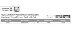 Starax Raylı Alüminyum Pantolonluk Askılı Kravatlık Antrasit 21x46cm (S-6546-A) - 3