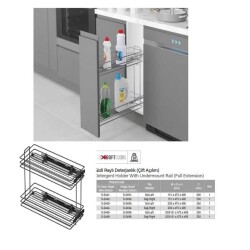 Starax Tandem Raylı Sol Deterjanlık Şişelik Antrasit Modül 25cm (S-2443-A) - 1