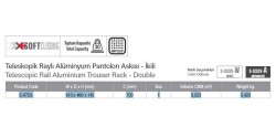 Starax Teleskopik Raylı Alüminyum Beyaz Renk İkili Pantolon Askısı (S-6723-W) - 3