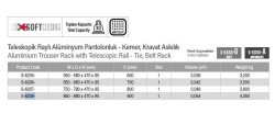 Starax Teleskopik Raylı Alüminyum Pantolonluk & Askılık Frenli 90cm Gri (Yan&Tavan) (S-6208-G) - 3