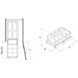 Starax Teleskopik Raylı Taşıyıcı Ünite Modül 40cm (S-2393-G) - 3