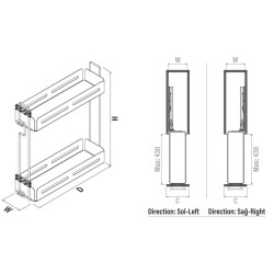 Starax Unique Box Gizli Raylı Deterjanlık Çift Açılım Modül 25cm (S-2443-UB-A) - 3