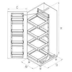 StaraxS-1230-UB-AUniqueBoxİkizKilerAntrasit6Sepetli60cm(S-1230-UB-A) - 3