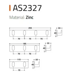 System 2327 3'lü Yapışkanlı Askı Krom Renk (AS2327 0185 CR-CR) - 2