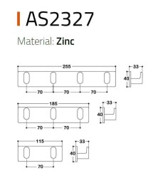 System 2327 Saten Renk 3lü Yapışkanlı Askı (AS2327 0185 NB-NBM) - 4