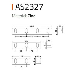 System 2327 Yapışkanlı Askı Krom 255mm (AS2327 0255 CR-CR) - 2