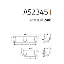 System 2345 Yapışkanlı Askı Siyah Renk 100mm (AS2345 0100 AL6-AL6) - 2