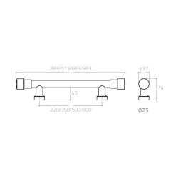 System 9690 Çekme Kol Krom 500mm (PH9690 0500 CR-CR-CR) - 2