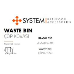 System Banyo Çöp Kovası 4 L Mermer Desenli/Siyah (BA4007 030 R3-AL6) - 2