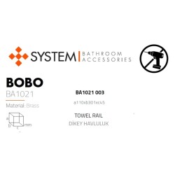 System Bobo Duvara Monte Yapışkanlı Dikey Havluluk Gold / Altın Renk (BA1021 003 GL) - 2