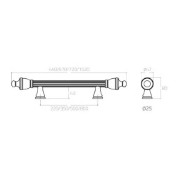 System Çekme Kapı Kolu Antik Sarı Renk 220mm (PH9656 0220 ABM-ABM-ABM) - 3