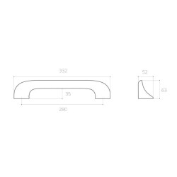 System Çekme Kapı Kolu Antrasit/Füme 280mm (PH9575 0280 BBN) - 2