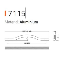 System Kristal Taşlı Kulp 288mm Seri Sonu (SY7115 0288 CR-KR1) - 2