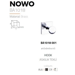 System Nowo Duvara Monte Yapışkanlı Askılık Krom Renk (BA1018 001 CR) - 2