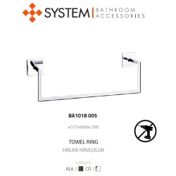 System Nowo Duvara Monte Yapışkanlı Halka Havluluk Krom Renk (BA1018 005 CR) - 2