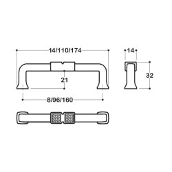 System Swarovski Taşlı Mobilya Kulpu Krom 160mm Kulp Seri Sonu (SY4195 0160 CR-SW2) - 2