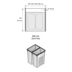 VauthSagelEnviWashSpaceXXPro88LRaylıÇamaşırSepeti600mmBeyaz(90009849) - 2