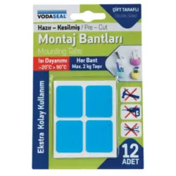 Vodaseal 12li Hazır Kesilmiş Montaj Bandı Beyaz 25*30mm (78 3447) - 1